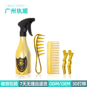 Guangzhou Playboy Hair Styling Set Gold Metal <b>Wide</b> Tooth <b>Comb</b> Hair Clip Sectioning Clip Professional Tools - Product Image 2