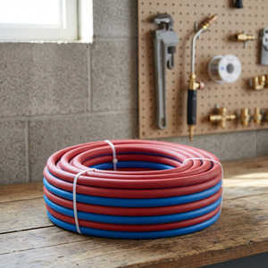 Tuyau de soudage double rouge et bleu, ligne de gaz oxygène-acétylène, tube flexible en PVC pour l'air - Product Image 1
