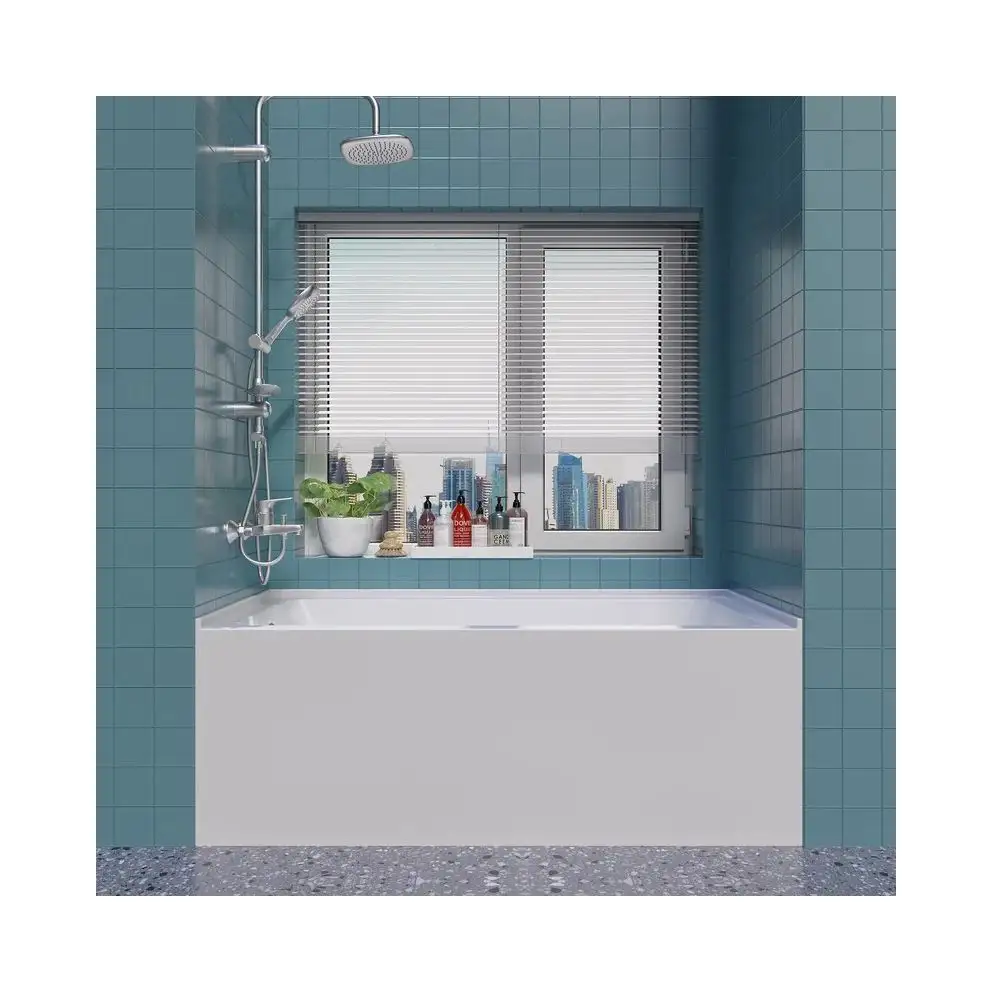 60 x 32" Acrylic bathtub rectangle Alcove hot bath tub Soaking Bathtub for bathroom