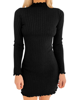 Robe pull moulante à manches longues en tricot côtelé pour femme, idéale pour les fêtes printemps-automne