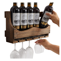Vente en gros, casier à vin mural, support de verre à vin rustique, support suspendu, contient 5 bouteilles de vin