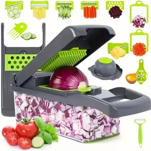 Cortador de frutas vegetais de batata picador de alimentos de plástico ABS multifuncional verde fatiador de alimentos cortador de vegetais ferramentas
