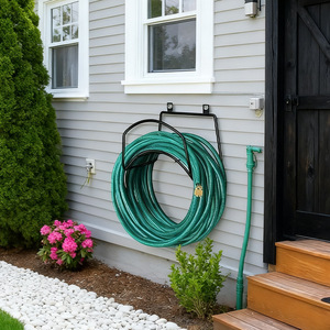 Elegante Soporte de Pared para Manguera, Estructura Metálica de Acero Inoxidable, Soporte para Tubería de Agua de Jardín, para Almacenamiento en Patio Exterior, Verde - Product Image 3