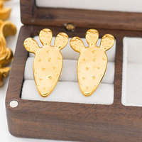 Vente en gros de bijoux de luxe de haute qualité en acier inoxydable 316L plaqué or 14k 18k PVD, mode, cactus, plante, coquille, pour femmes