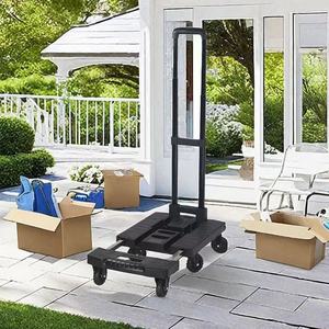 Chariot <span class=keywords><strong>à</strong></span> plateforme pour bagages robuste de 150 kg avec poignée réglable, chariot <span class=keywords><strong>à</strong></span> main pliable avec roue de réservoir de 3,2 pouces pour utilisation au bureau - Product Image 4