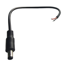 Câble Pigtail DC5521 5.5*2.1mm Mâle vers Fils Nus Rouge et Noir, Isolation PVC, Cuivre Nu, 2 Conducteurs, Alimentation 12V DC