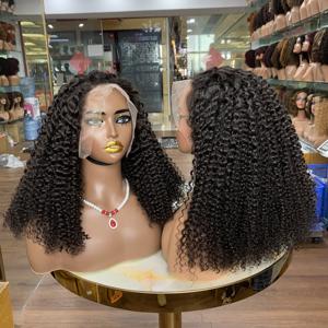 Perruque en cheveux humains à boucles crépues avec dentelle frontale 13*4, qualité 12A, cheveux brésiliens, 16 pouces, double trame, 100% cheveux humains pour femme - Product Image 1