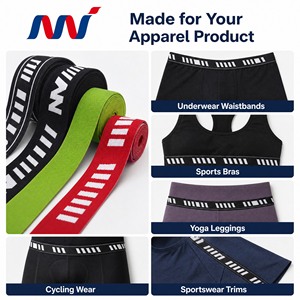 Ceintures élastiques personnalisées GRS avec logo, en nylon et élasthanne écologiques, imprimées jacquard, confortables, pour sous-vêtements - Product Image 1