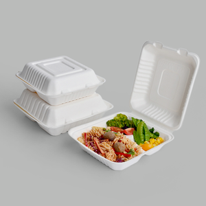 Boîte à lunch à clapet biodégradable et compostable gratuite pour pâte de bagasse Boîte d'emballage alimentaire à emporter - Product Image 4