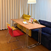 Table de bureau vintage industrielle en bois massif avec pieds en acier inoxydable, idéale pour la maison, le bureau ou comme table d'étudiant – Grande taille – Offre spéciale