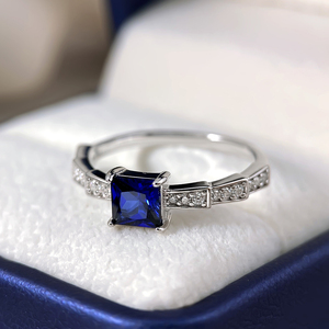 Blue Collection <b>Rings</b> for Women <b>Brass</b> Trendy Zircon Engagement Wedding Party Gift 18K Gold & Rhodium Plated - Product Image 2