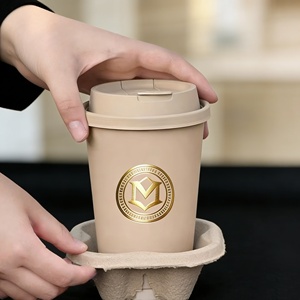 Одноразовые двухслойные кофейные стаканы с индивидуальным логотипом, экологичные, с горячим тиснением и крышкой, двойные бумажные стаканы - Product Image 3