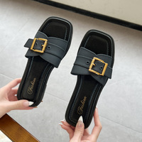Nouvelle Collection 2026 – Sandales Plates d'Été pour Femmes et Filles, Chaussures de Plage, Claquettes à Boucle Carrée, Style Coréen, pour Extérieur, Quotidien, Décontracté, Shopping