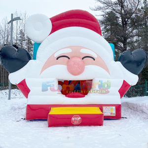 Castillo inflable comercial para fiestas infantiles con tobogán y diseño de Papá Noel - Product Image 1