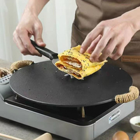 Piring Panggangan Besi Cor Bulat Pre-Seasoned dengan Dua Pegangan untuk Dapur Rumah Tangga - Promo Panas