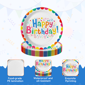 Thiết kế mới thân thiện với môi dùng một lần Bộ đồ ăn cho sinh nhật lễ kỷ niệm tùy chỉnh giấy tấm khăn ăn ly thiết lập dao kéo - Product Image 2