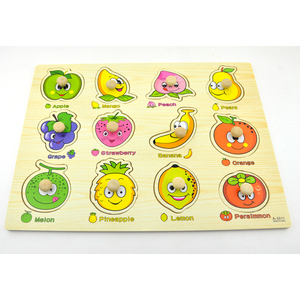 Fruit education cute designs Puzzle con perno Puzzle 2D colorato in legno piastra con presa a mano Puzzle con pioli in legno