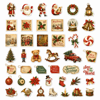 Lot de 50 autocollants de Noël en gros – Père Noël, Bonhomme de neige, Renne – Vinyle imperméable – Personnalisation OEM – Emballage cadeau de fêtes – MOQ 100