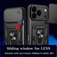 Fabricant Vente en gros Étui de téléphone magnétique Housse de protection de caméra à glissière pour iPhone 16 14 Pro Max Plus 16e Anneau de support inclus