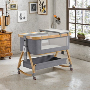 Waystarbaby เปลเด็กโลหะแบบ2-in-1ทันสมัยเปลแกว่งข้างเตียงอเนกประสงค์สำหรับทารกเปลี่ยนโต๊ะสำหรับนอน - Product Image 3