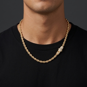 カットツイストチェーンネックレス メンズ＆レディース ヒップホップファッションジュエリー シンプルチェーン - Product Image 2