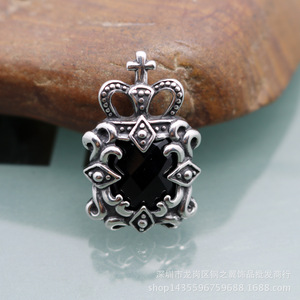 yunnique Vintage Crown Pendant Black Gemstone <b>Titanium</b> Steel Necklace Gift Jewelry - Product Image 3
