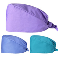 Topi Bedah 100% Katun Bergaris Dapat Disesuaikan Unisex untuk Perawat Ruang Operasi, Gigi, dan Kemoterapi untuk Pria Wanita