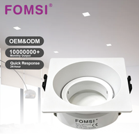 Support de Downlight Carré LED FOMSI Blanc Noir à Angle Réglable pour Ampoules LED MR16, Boîtier de Lampe LED, Cadre de Spot LED GU10 MR16