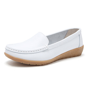 Mocassini da <span class=keywords><strong>donna</strong></span> taglie forti in vera pelle, piatti, per tutte le stagioni, con suola morbida, per donne <span class=keywords><strong>di</strong></span> mezza età e anziane, scarpe da mamma, scarpe da infermiera bianche - Product Image 6