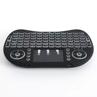 3 Warna Backlit I8 2.4G Air Mouse Super Mini Keyboard Nirkabel Touchpad Pegangan Kode Tetap 4 Tombol Silikon