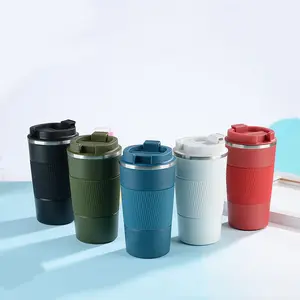 Tasse à café multicolore à large bouche 380ml 510ml tasse à eau en acier inoxydable avec logo personnalisé avec couvercle rabattable