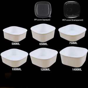 Contenitori Quadrati Spessi Bianco Puro Eco-Friendly Monouso 500ml con Coperchio in PP, Scatole da Asporto in Carta per Sushi, Frutta, Insalata, Torte - Product Image 2