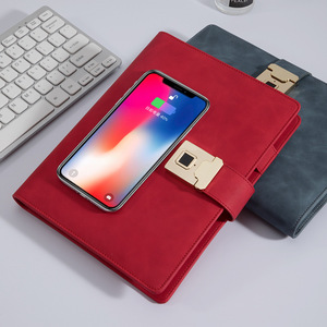 Custom A5 <strong>Wireless</strong> Charging <strong>Notebook</strong> with <strong>Smart</strong> Fingerprint Lock Leather Cover Power Bank Hardcover 100 Sheets Perfect Gift - Product Image 2