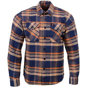 2025 cuir MNG11700 chemise en flanelle de coton robuste à manches longues bleu/orange 10.5 oz pour homme - Product Image 4