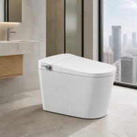 Siège de toilette intelligent avec télécommande, ouverture automatique du couvercle, siège chauffant, lavage à l'eau chaude, séchage à l'air, double chasse d'eau, design moderne