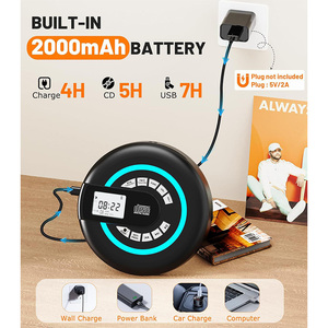 Lecteur CD portable rond avec transmetteur-récepteur BT 5.3, lumière RGB, anti-saut de disque, radio FM, haut-parleur stéréo USB MP3 pour la maison, la voiture et la salle de sport - Product Image 5
