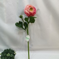 Bunga Ranunculus Latex Grosir O-X706, Bunga Ranunculus Buatan 2 Kepala, Ranunculus Sutra Putih Merah, Bunga Ranunculus Buatan untuk Pernikahan