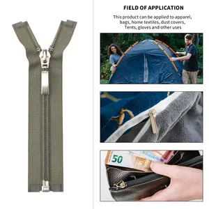 OCO Factory Custom Separating Zipper 5# Nylon Coil Zipper Open-end Clothing Coat Self-locking Zipper For Accesorios Para