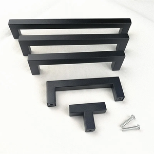 Poignée de meuble réglable ronde en acier inoxydable noir mat, bouton de porte de cuisine, poignée de tiroir 2"~24" pour salon et hôtel - Product Image 6