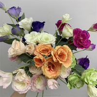 Fleurs artificielles violettes QSLH-CF284 4 têtes gentiane des prairies Lisianthus artificielles fleurs en vrac pour arrangement floral