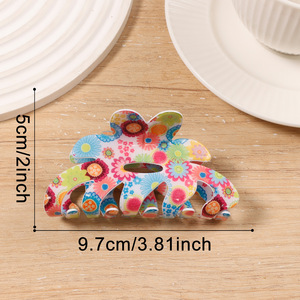 Pinza de Pelo con Estampado Floral para Primavera/Verano, Pinza de Pelo Grande de Acrílico Plástico Colorido, Accesorio para el Cabello - Product Image 2