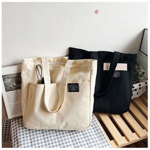 Wholesale Custom Logo Organic Folding <b>Reusable</b> <b>Shopping</b> <b>Bags</b> Large Canvas Tote with Zipper Eco-Friendly Cheap Letter Pattern - Product Image 3