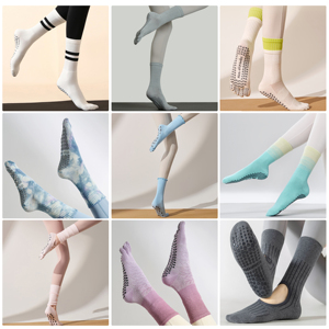 Chaussettes de Pilates personnalisées en gros avec logo, marque privée OEM, montantes jusqu'aux cuisses, à maintien souple, fabriquées en usine - Product Image 4