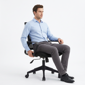 Modern <b>Mesh</b> Office Chair Black Ergonomic Swivel Desk Chair with Fixed Armrests and <b>Plastic</b> Base for Home Office Use - Product Image 1