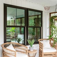 DEMEA Fenêtre en verre de grande taille au design moderne avec des cadres noirs pour une maison construite sur mesure avec une vue maximale, en aluminium à simple battant