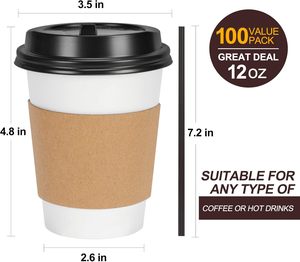 Manchon jetable pour gobelet à café, manchons en papier pour gobelets à emporter, adaptés à la maison, aux magasins et aux cafés - Product Image 2