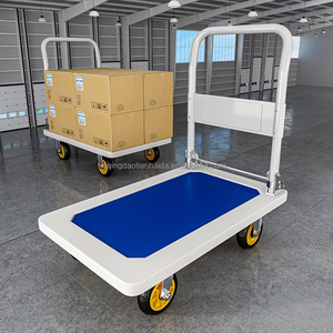 รถเข็นพับได้ OEM แบบมีแท่นวางของ  โครงเหล็กเคลือบสี  สำหรับใช้ในบ้าน  แบบสี่ล้อ - Product Image 2