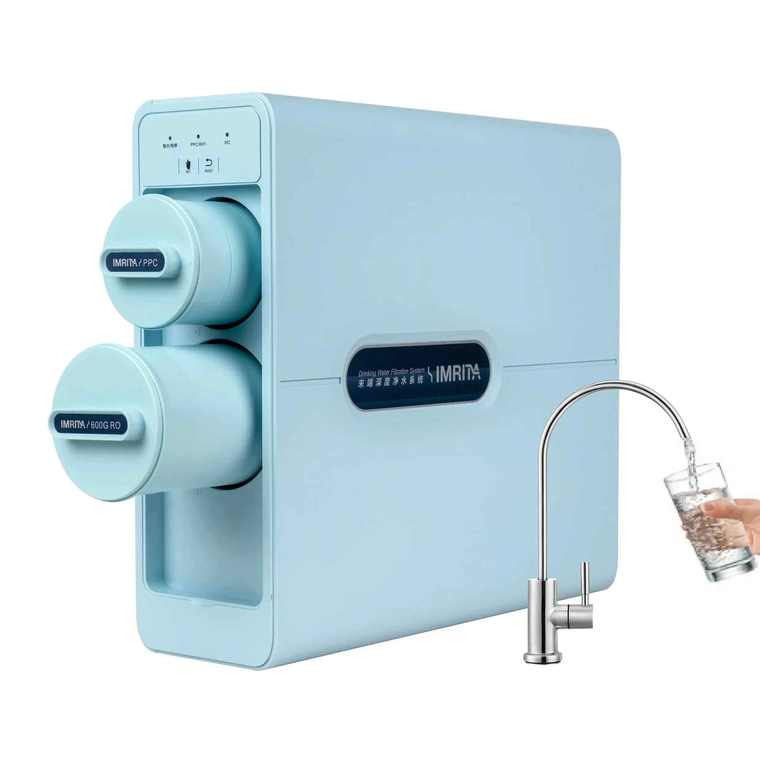 نظام تصفية المياه للمنزل بالكامل من IMRITA تحت الحوض مع تصفية مياه منقي 800GDP بالتناضح العكسي مع تصفية بدون خزان