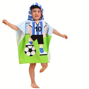 Poncho de Playa Infantil de Lujo Personalizado, Toalla con Capucha de Microfibra de Secado Rápido, Estampado de Dibujos Animados, Estilo Tropical - Product Image 1