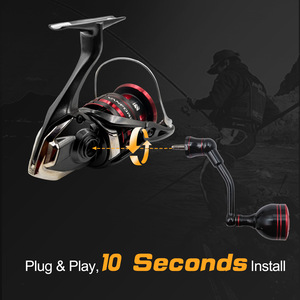 Poignée de moulinet de pêche Shimano 63 mm, noir et rouge, forme sphérique, pour moulinet Vanford Bass, pêche en mer et sur la plage - Product Image 4